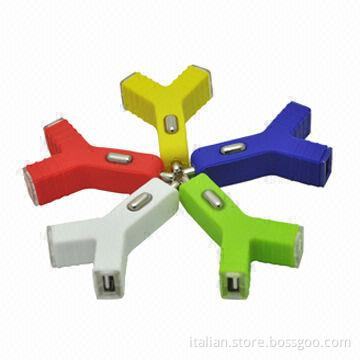 Multicolor Y-style dual USB car charger